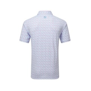 FootJoy, koszulka golfowa polo Deco Diamond Print, (męska, biała we wzorki) L