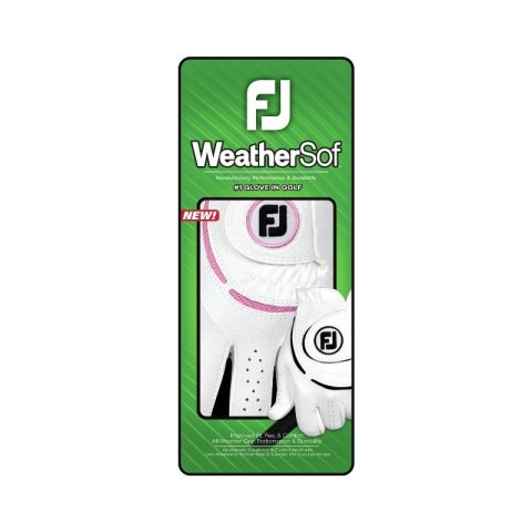 FOOTJOY, Rękawica golfowa WeatherSof, FJ (damska, biało-rozowa, rozm. M) FOOTJOY, Rękawica golfowa WeatherSof, FJ (damska, biało-rozowa, rozm. M)