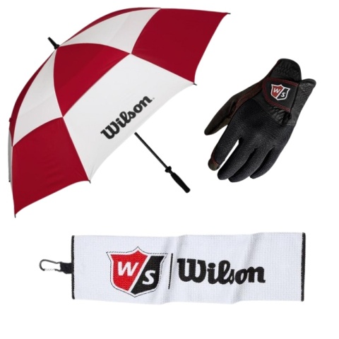 Wilson, zestaw prezentowy dla Golfisty, parasol, rękawice na deszcz i ręcznik, W01