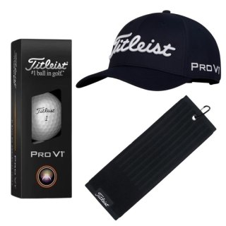 Zestaw prezentowy dla Golfisty, Titleist T02, czapka z daszkiem, piłki golfowe i ręcznik