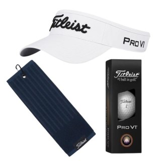 Zestaw prezentowy dla Golfisty, Titleist T03, daszek, piłki golfowe i ręcznik