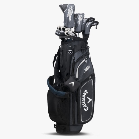 Callaway XR-24 zestaw kijów do golfa z torbą standbag (13 elementów) czarno-srebrny, szafty stalowe REG