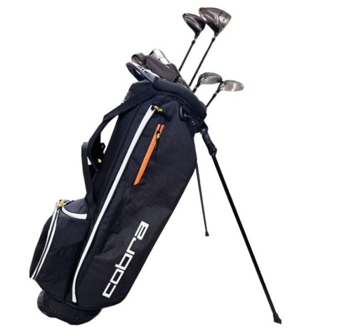 Cobra Fly XL, zestaw kijów Black-Gold, model 2025 męski, 10 kijów z torbą standbag (do noszenia), stalowe szafty