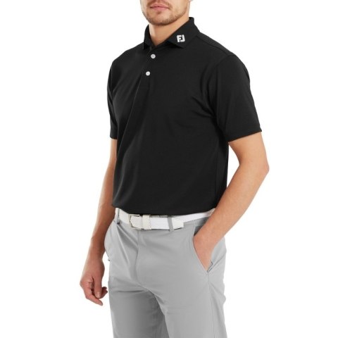 FootJoy, koszulka golfowa polo Stretch Pique Solid Athletic Fit, (męska, czarna, rozm. L)