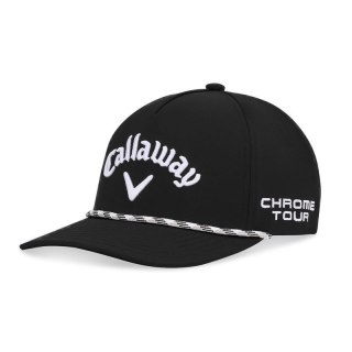 Callaway, czapka golfowa Tour Authentic Performance Rope, czarna, model 26, na bokach emblematy Quantum i Chrome Tour