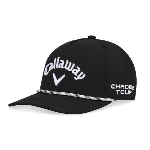 Callaway, czapka golfowa Tour Authentic Performance Rope, czarna, model 26, na bokach emblematy Quantum i Chrome Tour