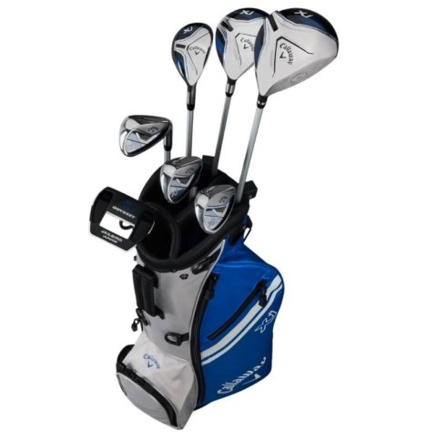 Callaway, zestaw kijów do golfa XJ-3 dla juniorów, 7 kijów z torbą na nóżkach, niebiesko-biały, grafit set