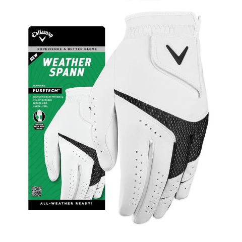 Callaway, Rękawice golfowe Weather Spann (męskie, sztuczna skóra, biała, rozm. S) Callaway, Rękawice golfowe Weather Spann (męskie, sztuczna skóra, biała, rozm. S)