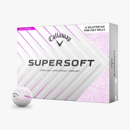 Callaway, piłki golfowe SUPERSOFT Splatter 360, model 2025 (biało-różowe, 12 szt)